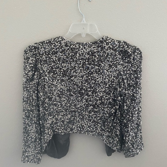 Parker Grey Sequin Drape Front Jacket NWT XS - Picture 3 of 4